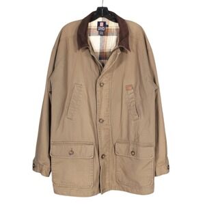 VTG CHAPS RALPH LAUREN Cotton KHAKI BROWN Button-Up/Zip CASUAL JACKET Sz L